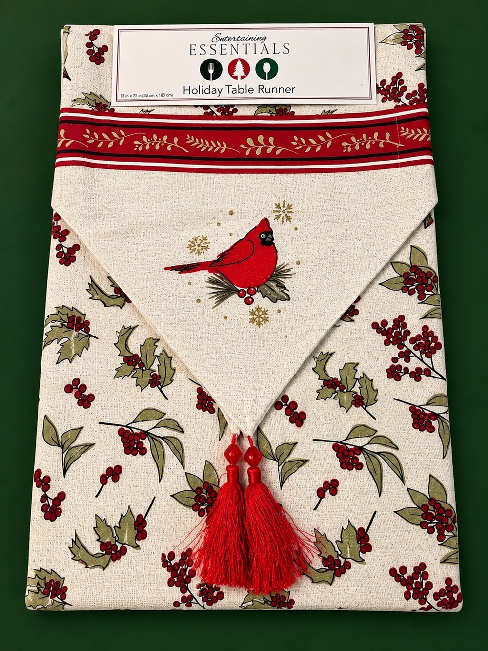 Christmas Cardinal Holiday Table Runner 13” x 72”